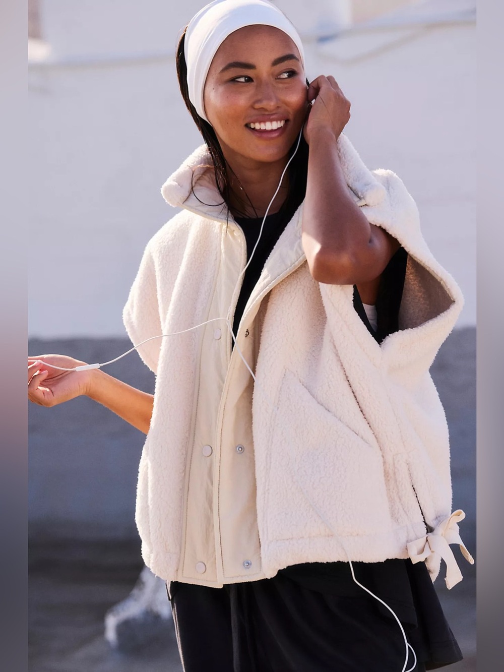 Free People NWT Scout It Out Fleece Vest XS Birch Tree Neutral Oversized